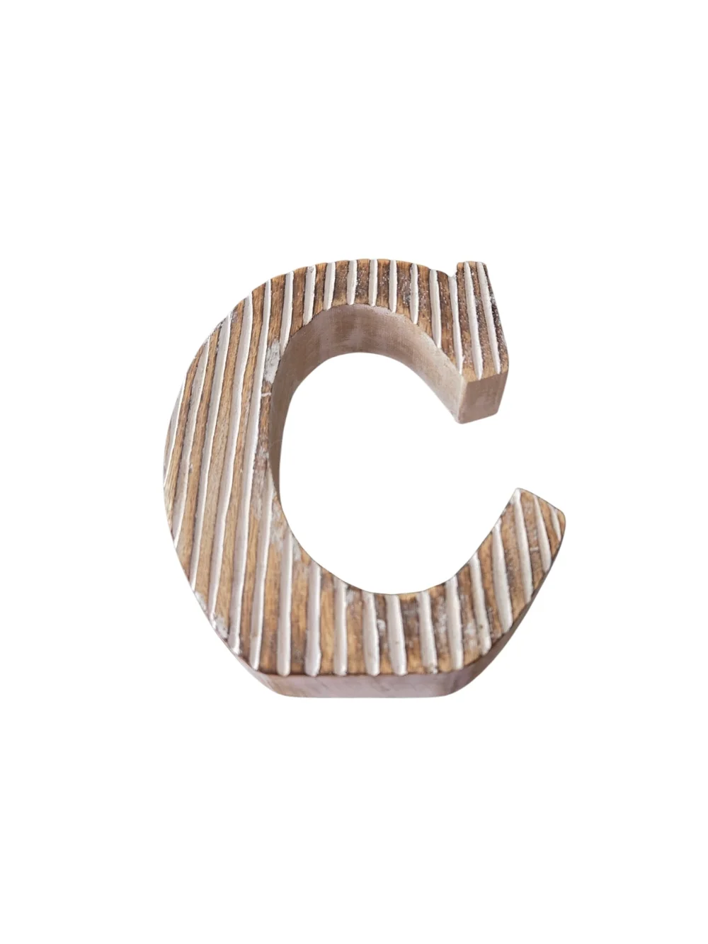 Wooden Letter 'C' Wall Accent in Natural Brown